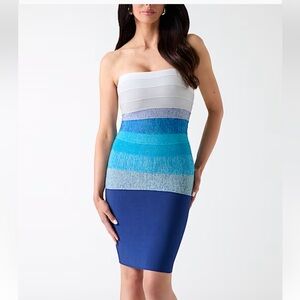 Marciano Ombré Blue-Cream Tube Mini Dress - Size S/M